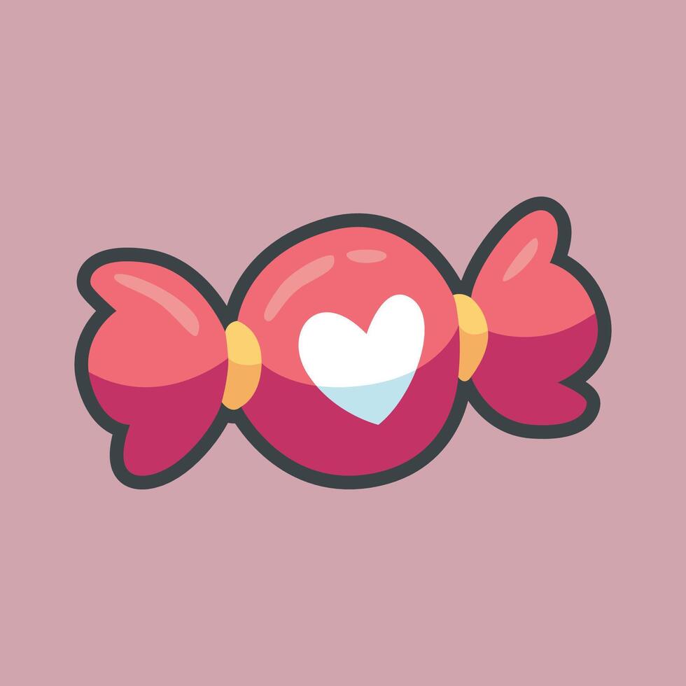 love candy with outline flat design. vector