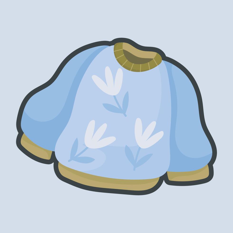 blue sweater with outline flat design. vector