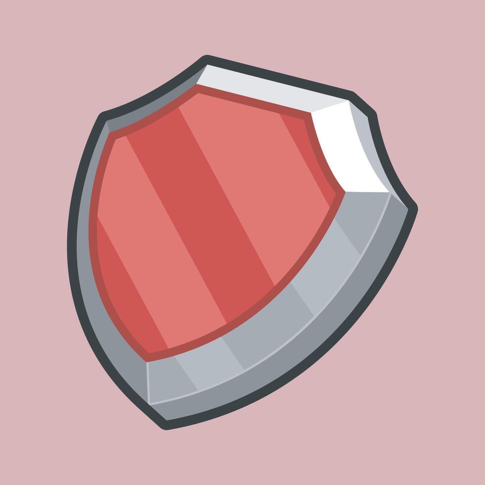 red shield with outline flat design. vector