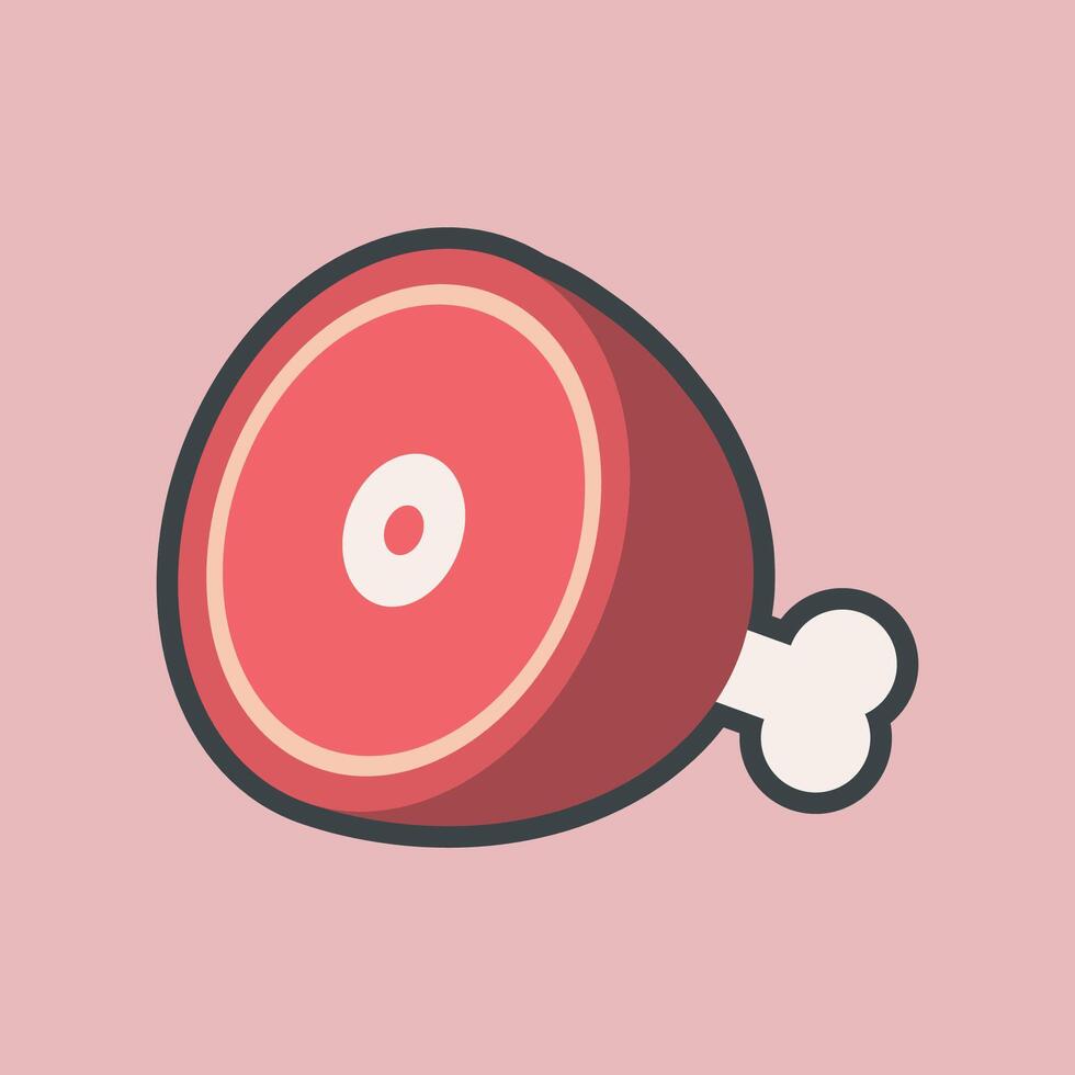 raw meat food with outline flat design vector