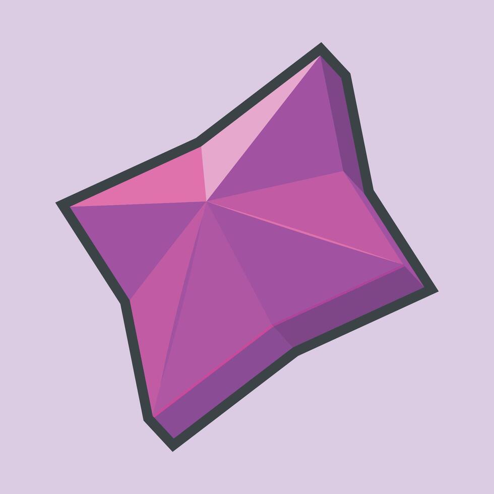 purple gemstone with outline flat design. vector