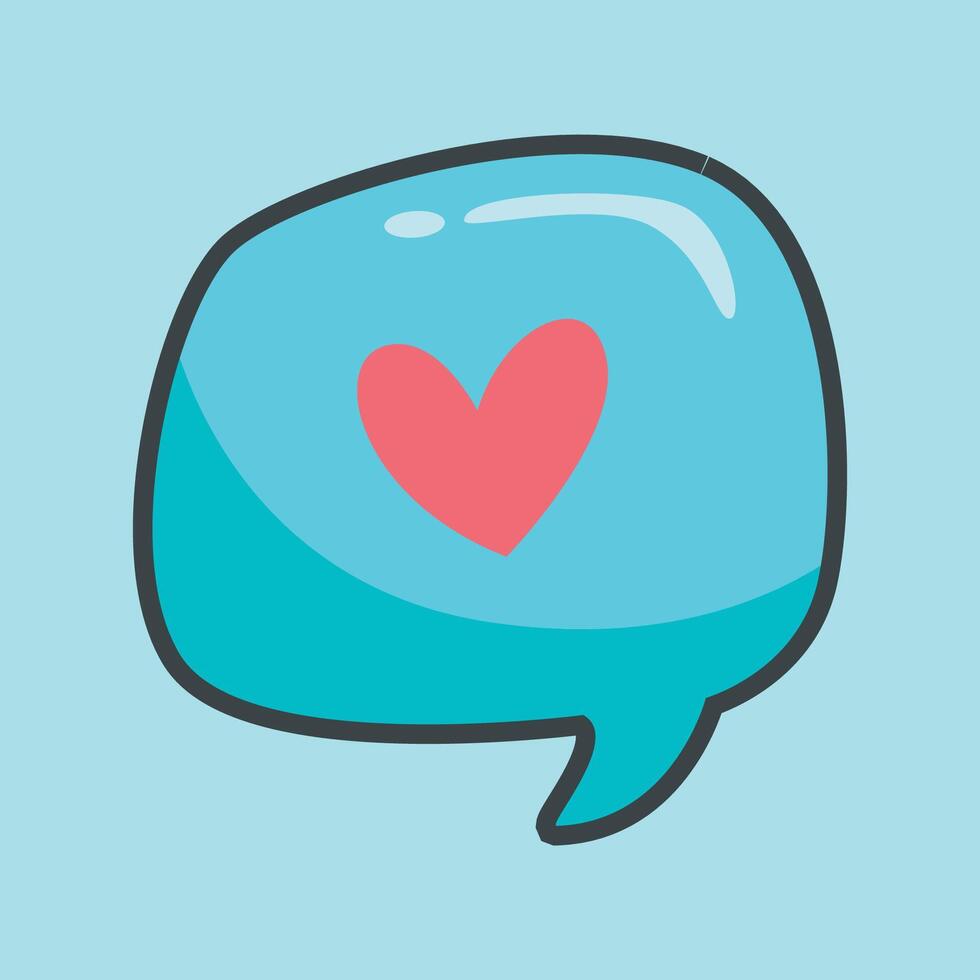 love bubble chat with outline flat design. vector