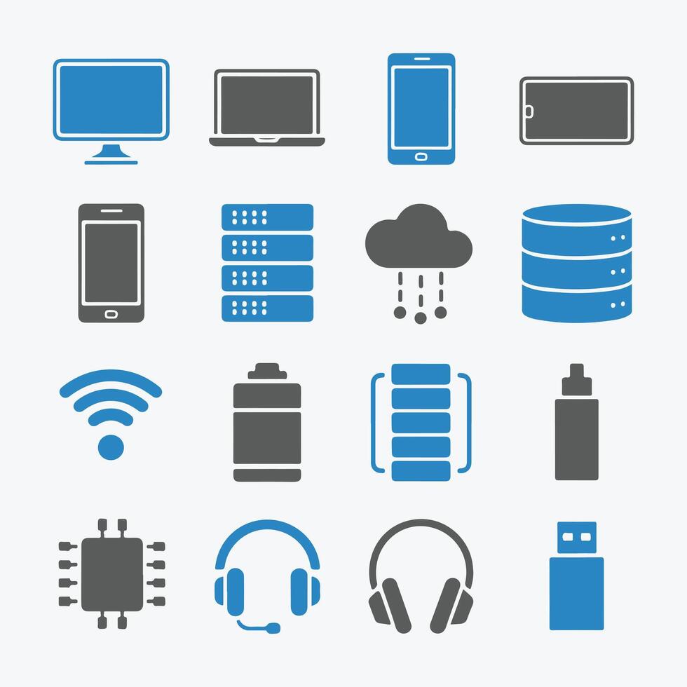 Technology Icons Simple and Elegant for Web and Apps vector