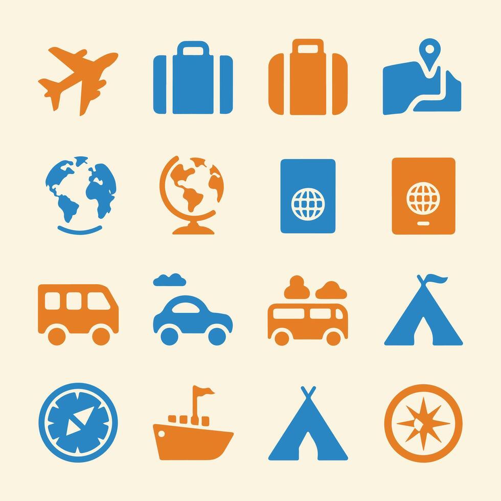 Travel Icons Set Clean and Modern Design vector