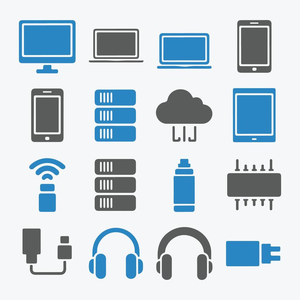 Technology Icons Set Clean and Modern Design vector