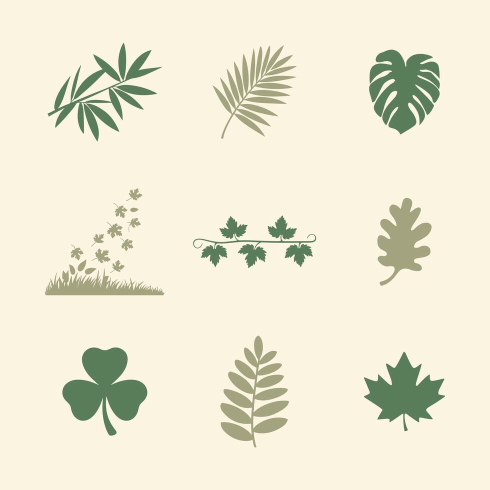 Leaves and Plants Icons Minimal and Versatile Style vector