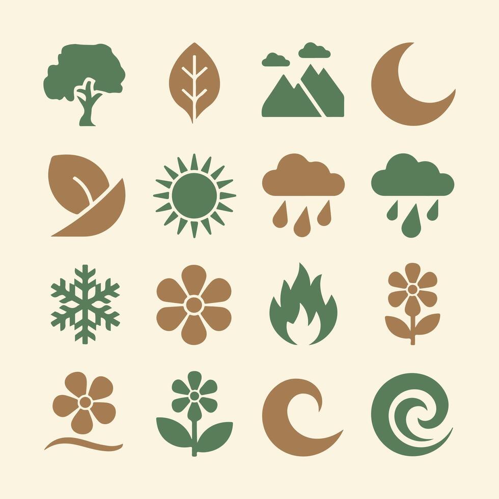 Nature Icons Minimal and Versatile Style vector