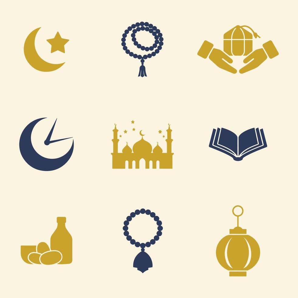 Islamic Icons Set for Ramadan and Eid Clean and Modern Design vector