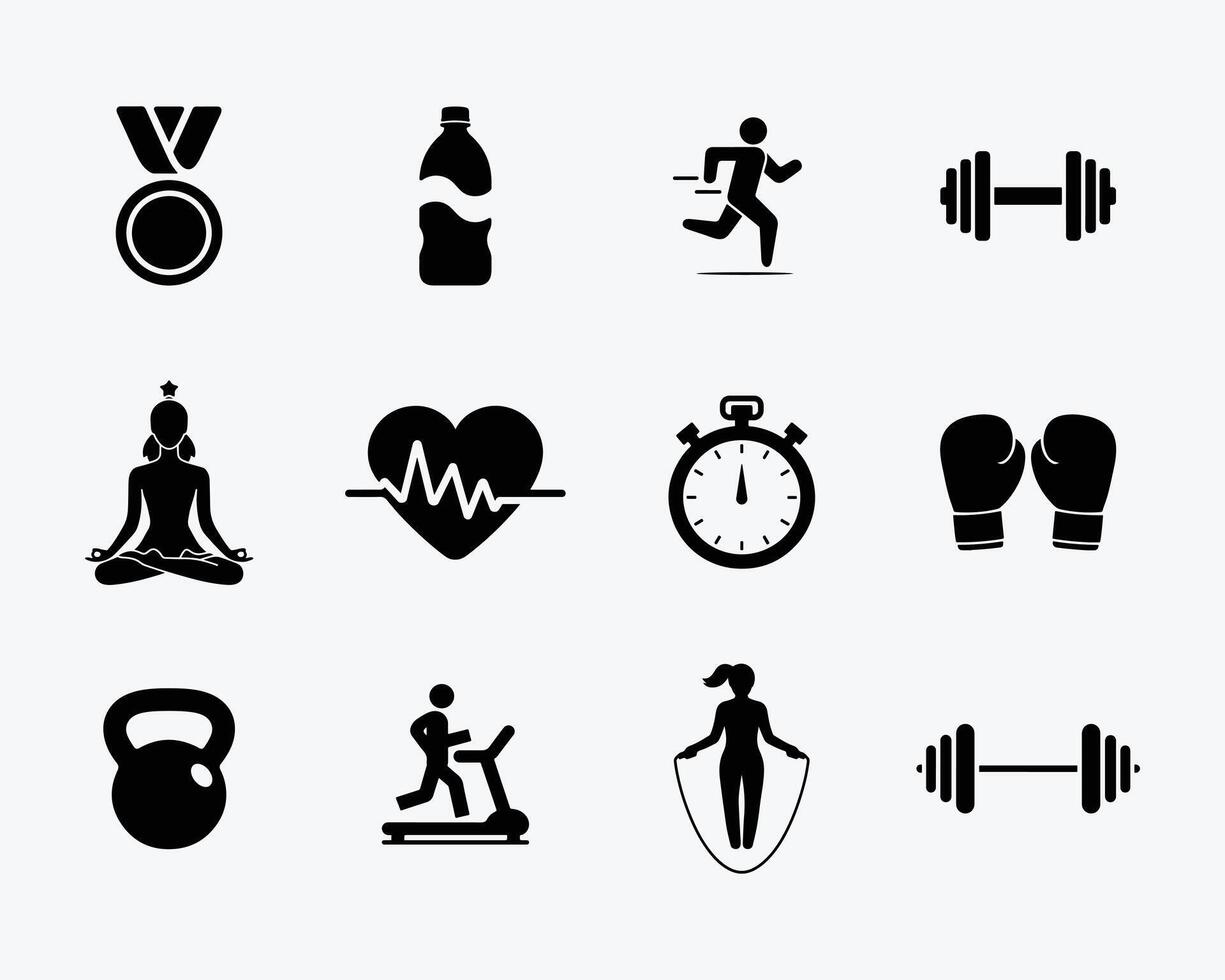 Fitness Icons Sleek and Modern for Digital and Print Use vector