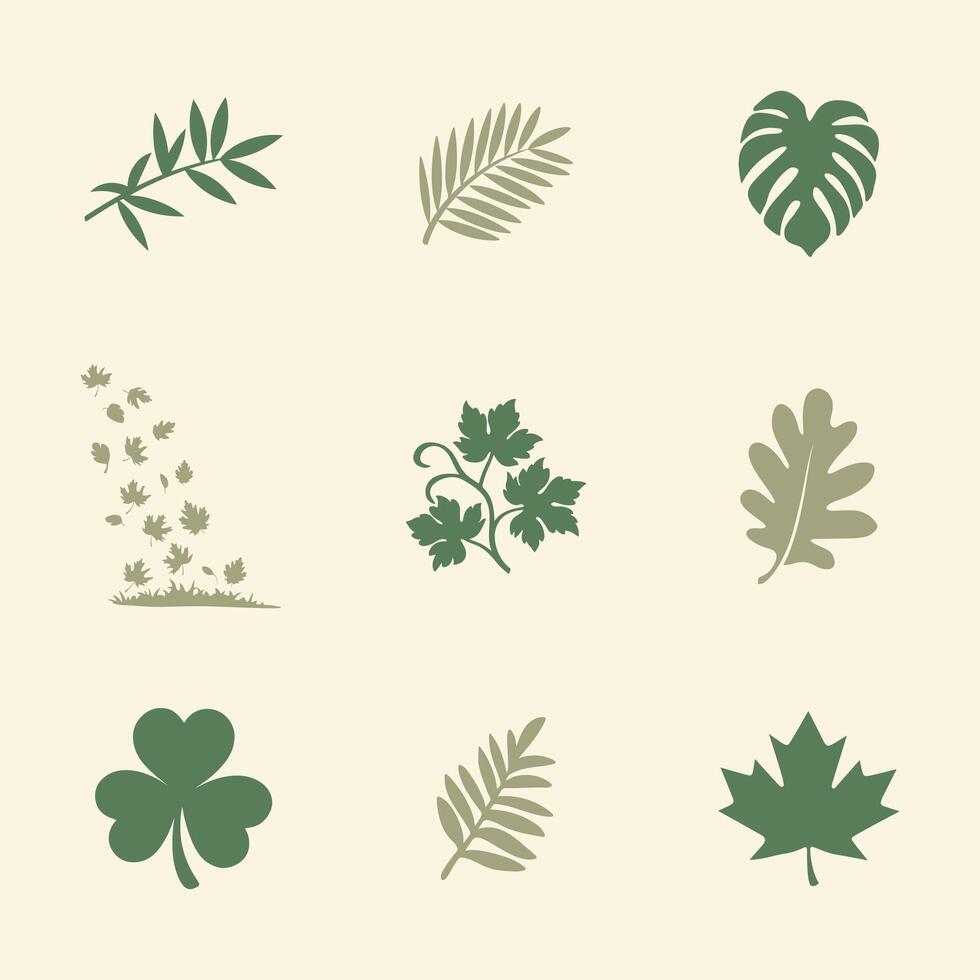 Leaves and Plants Icons Simple and Elegant for Web and Apps vector