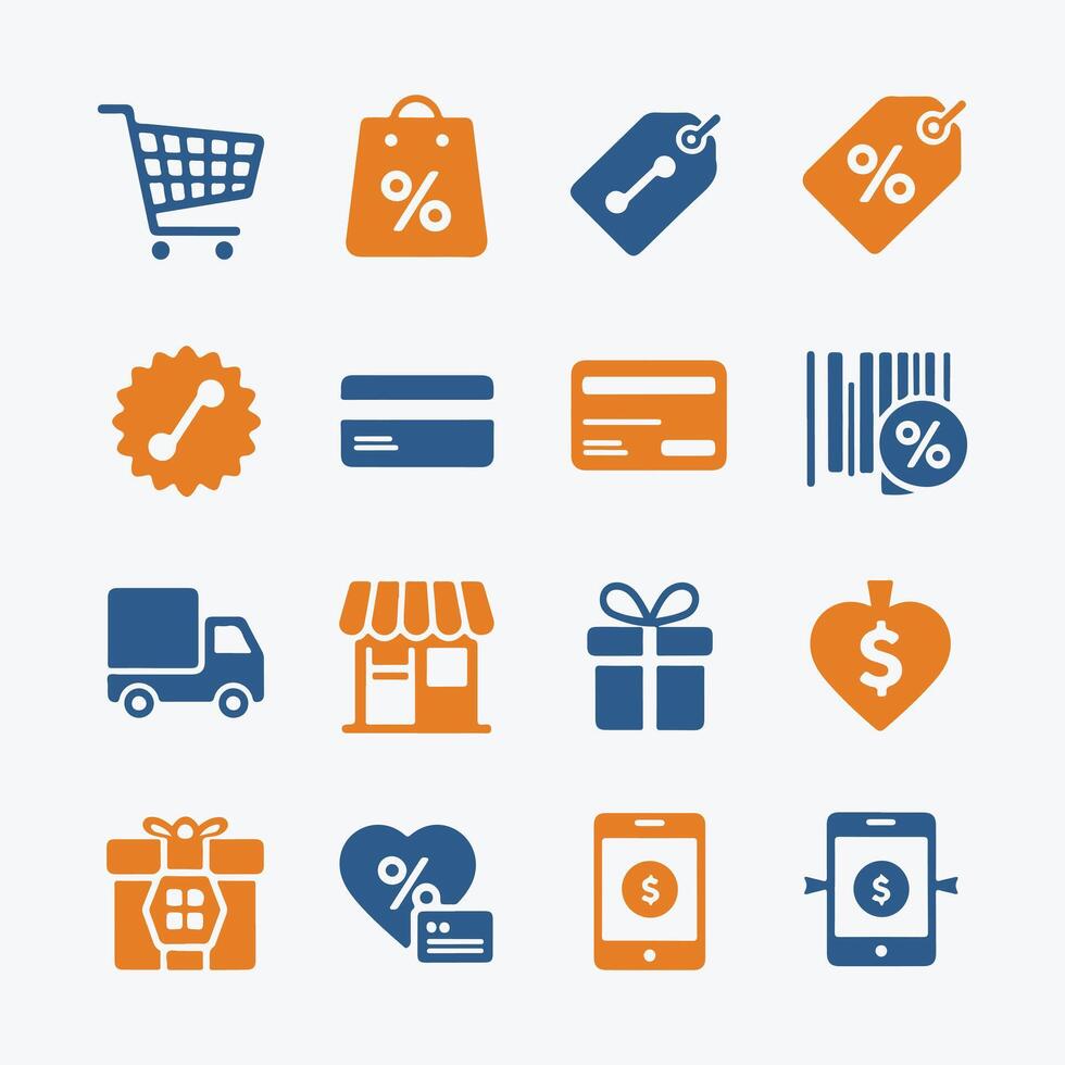 Shopping Icons Simple and Elegant for Web and Apps vector