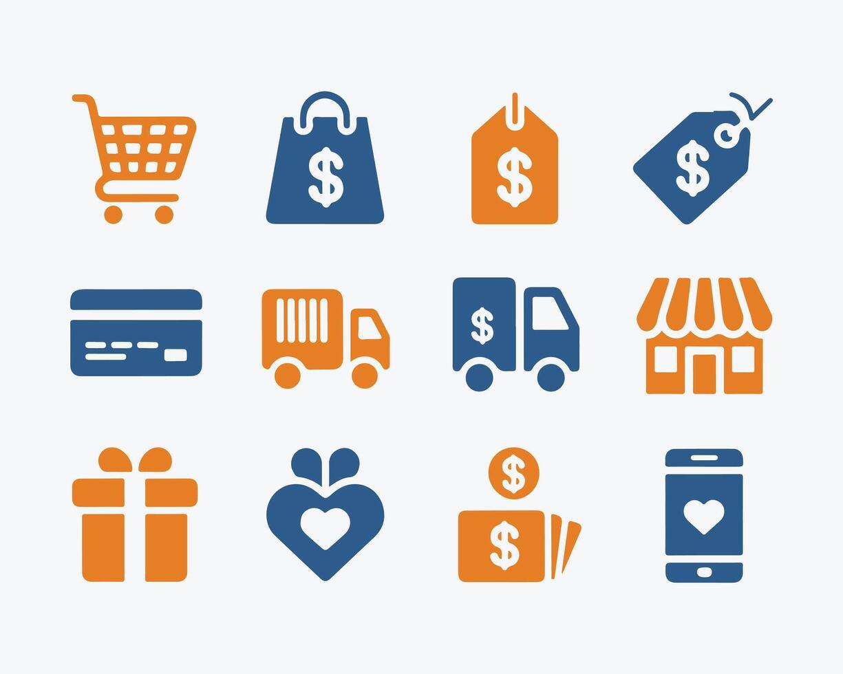 Shopping Icons Set Clean and Modern Design vector
