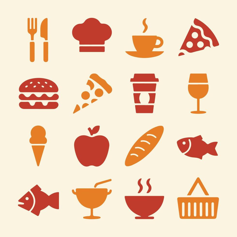 Food and Drink Icons Simple and Elegant for Web and Apps vector