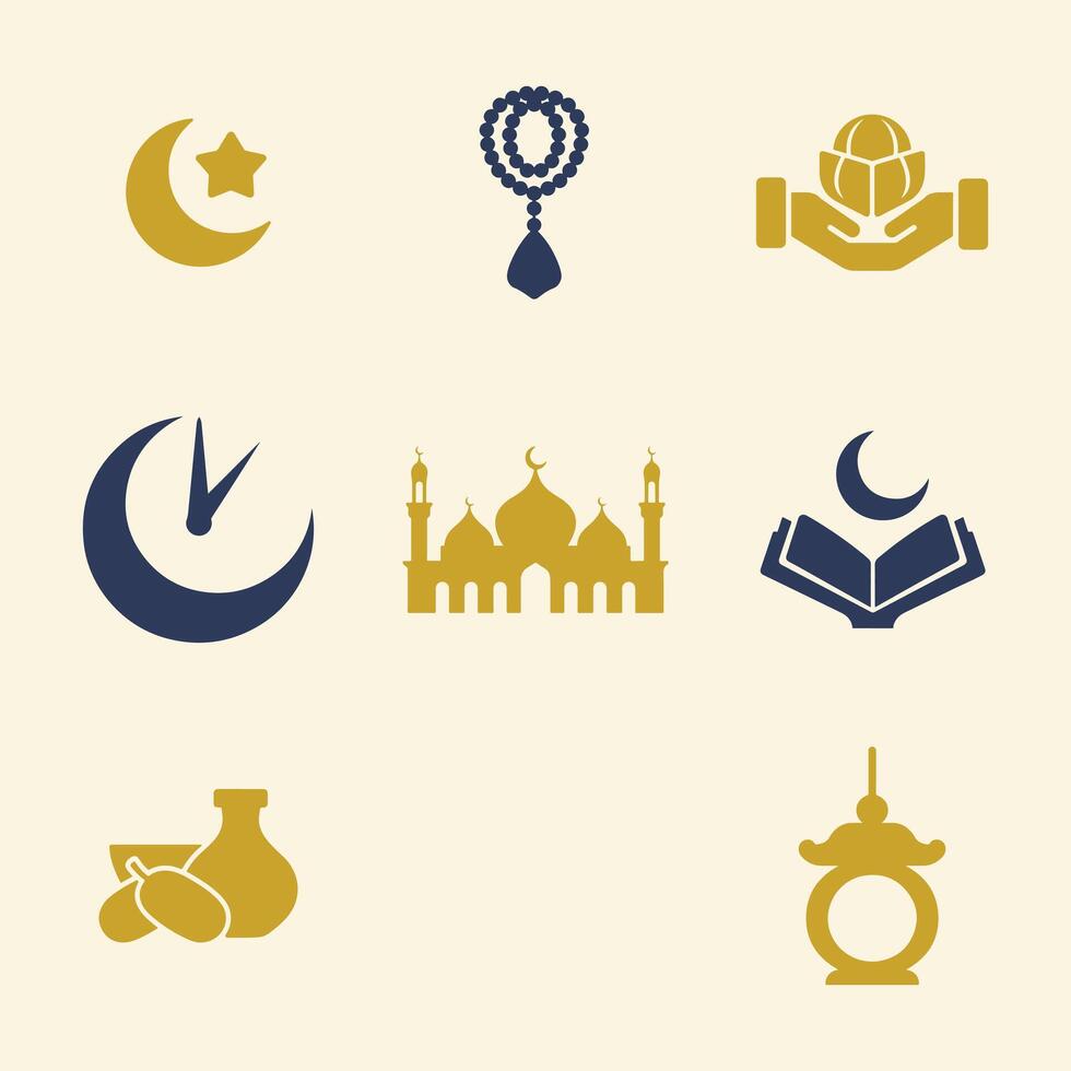 Ramadan and Eid Icons Simple and Elegant for Web and Apps vector
