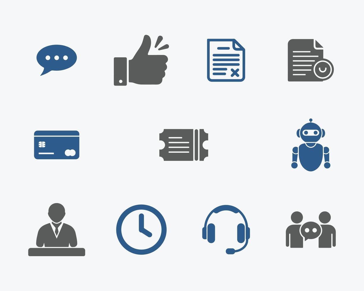 Customer Support and Service Icons Set Clean and Modern Design vector