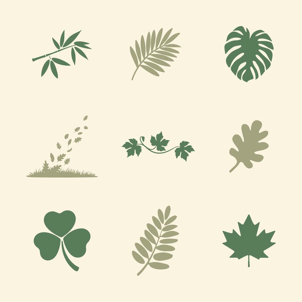 Leaves and Plants Icons Set Clean and Modern Design vector