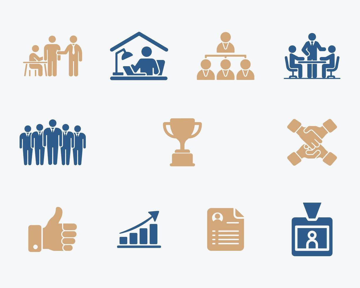 Human Resources and Teamwork Icons Simple and Professional Design vector