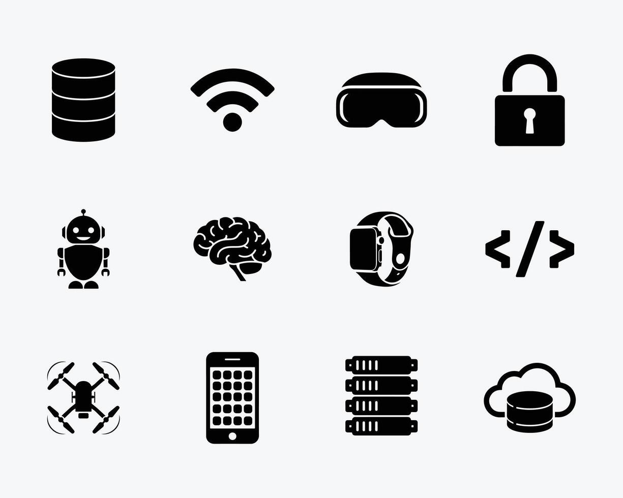 Modern Technology Icons Sleek and Stylish for Digital Use vector
