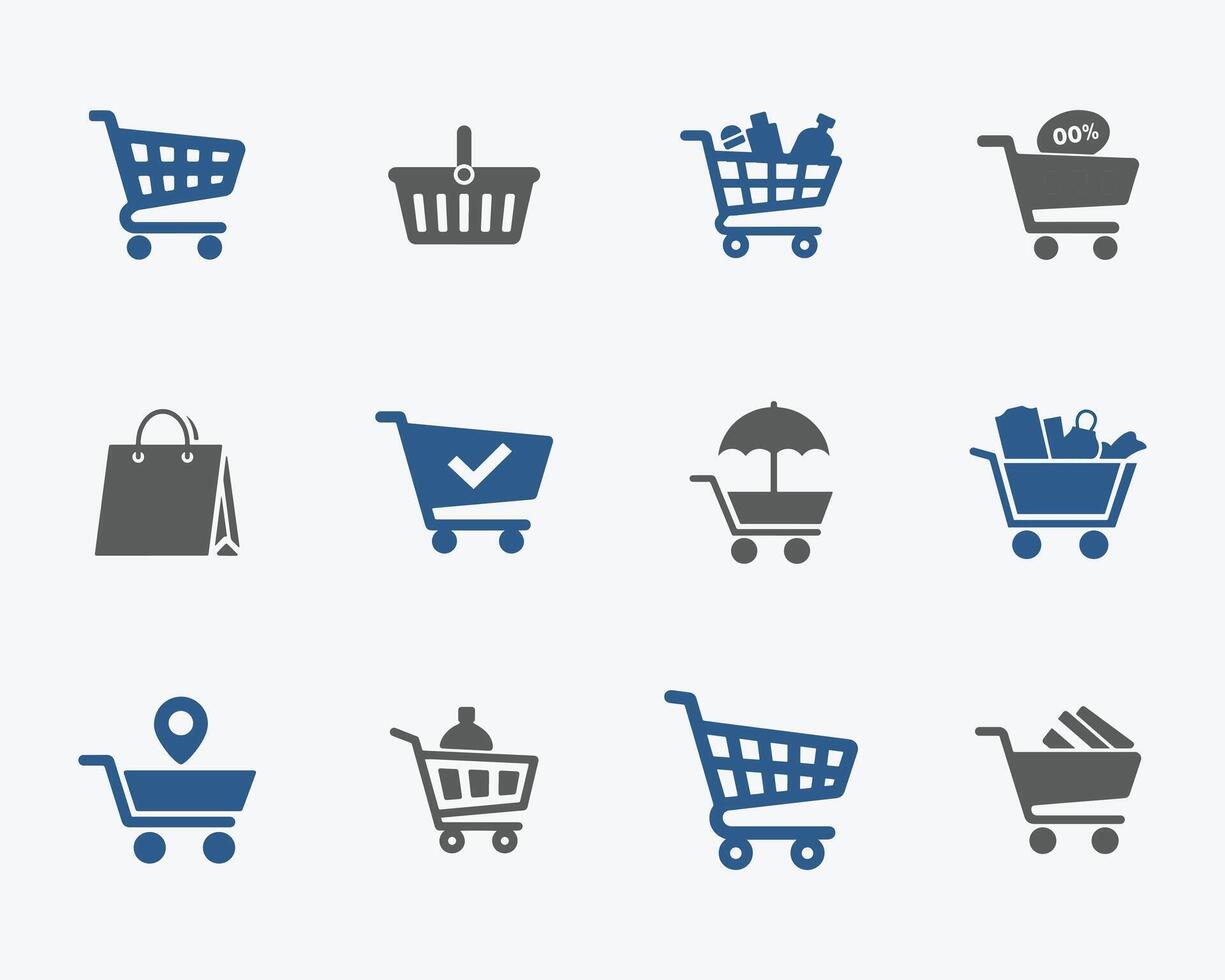 Shopping Cart Icons Set Clean and Modern Design vector