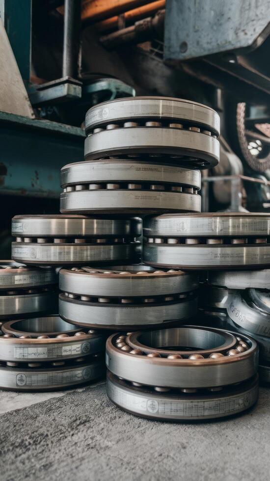 A pile of metal bearings sitting on top of a machine photo