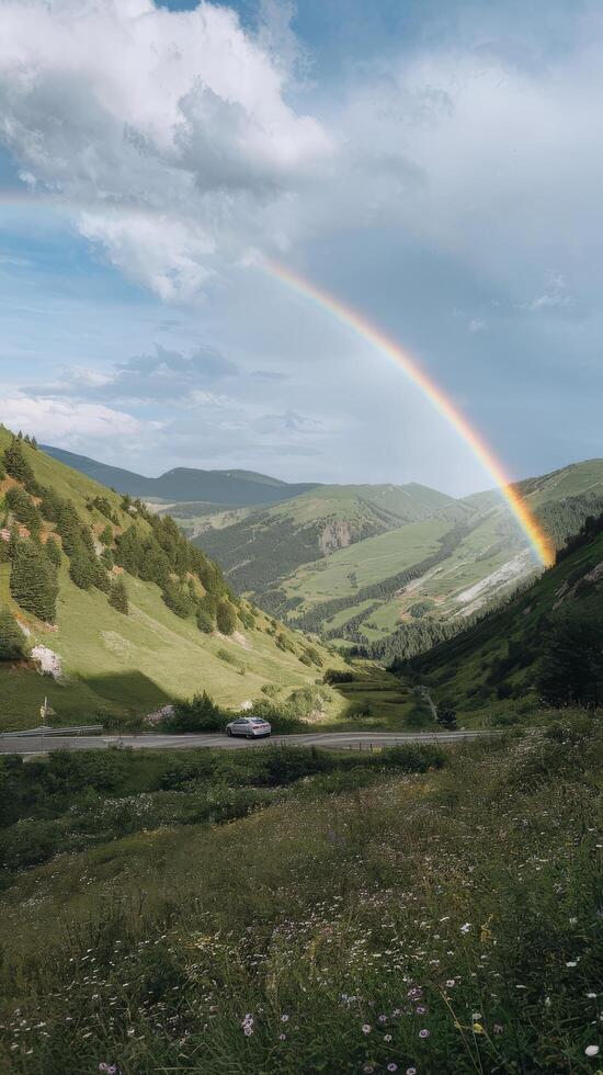 A rainbow in the sky photo