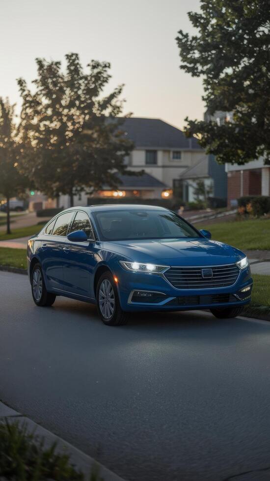 The 2020 honda accord is driving down a residential street photo