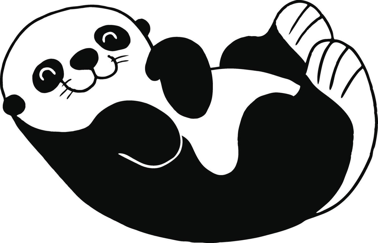 playful baby otter icon on white background . vector