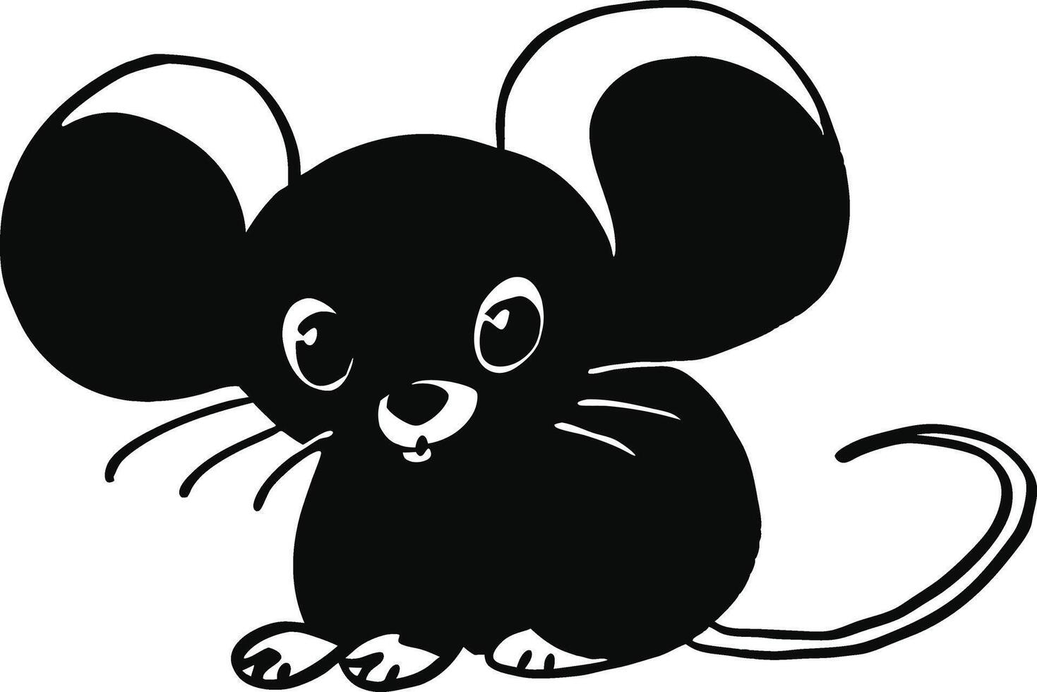 cute little mouse silhouette on white background. vector