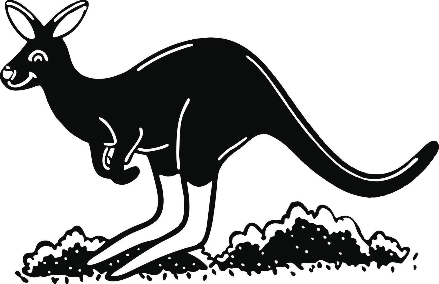 happy jumping kangaroo icon on white art. vector