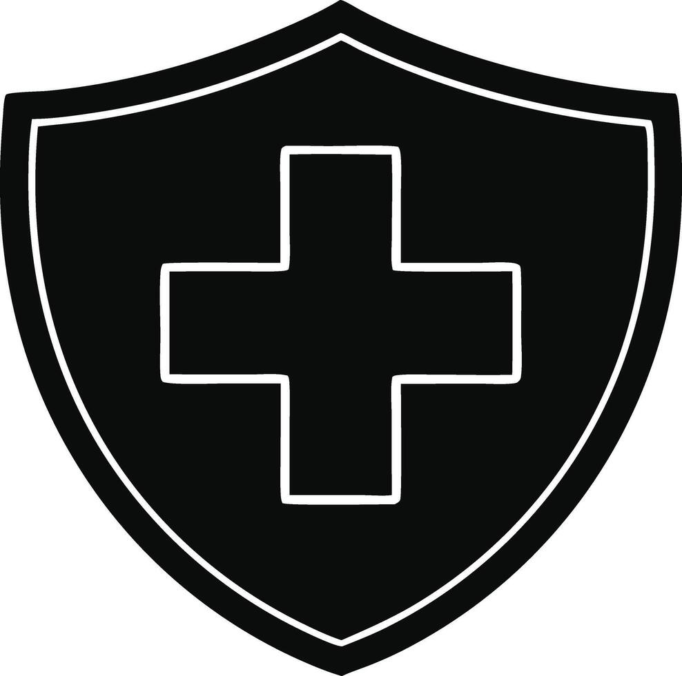 medical cross and shield icon . vector