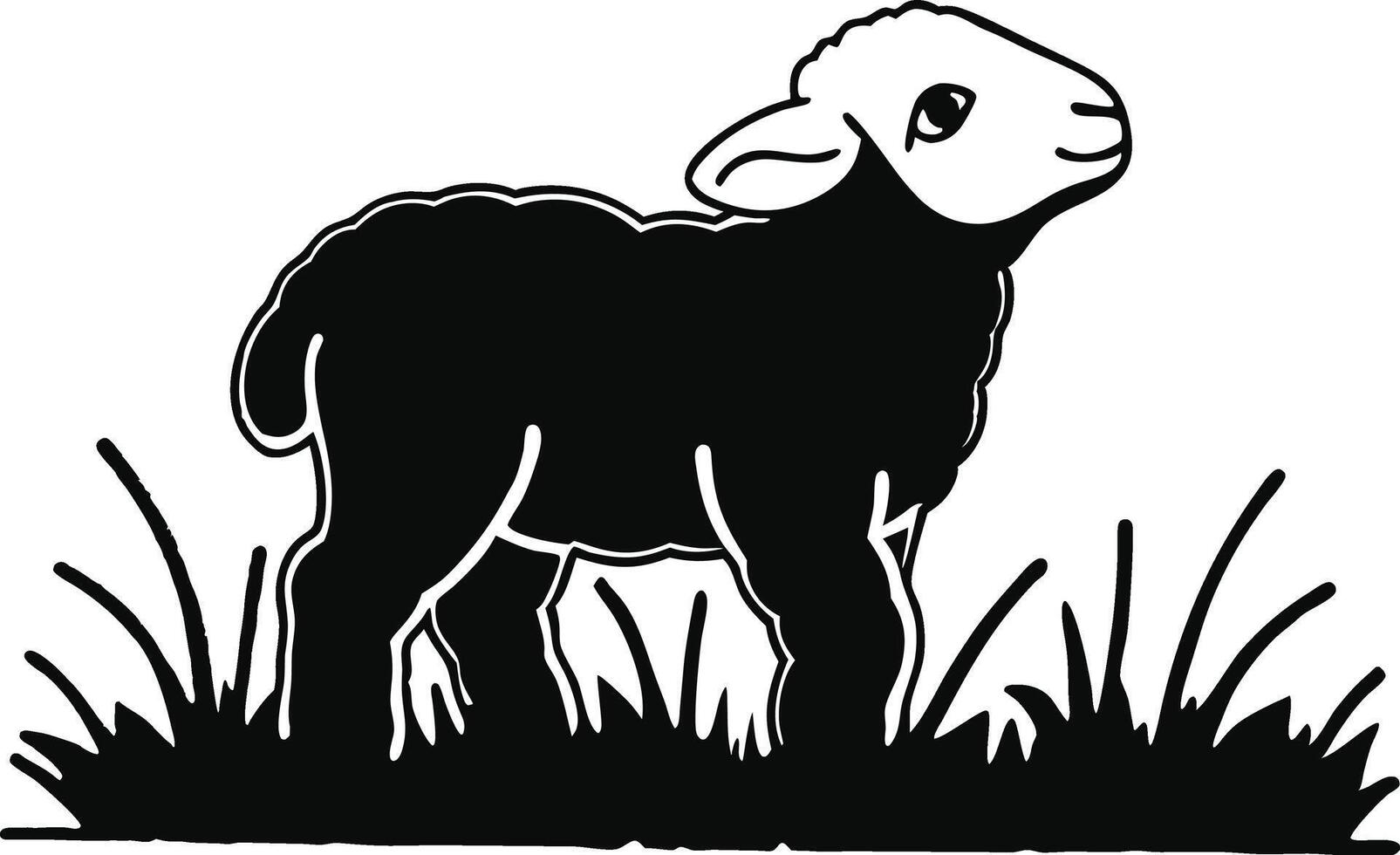 adorable lamb silhouette on white background. vector