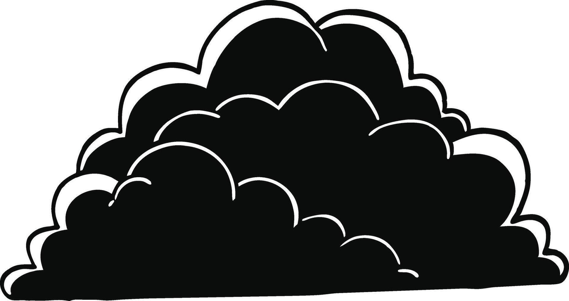 fluffy cloud silhouette on white background art vector