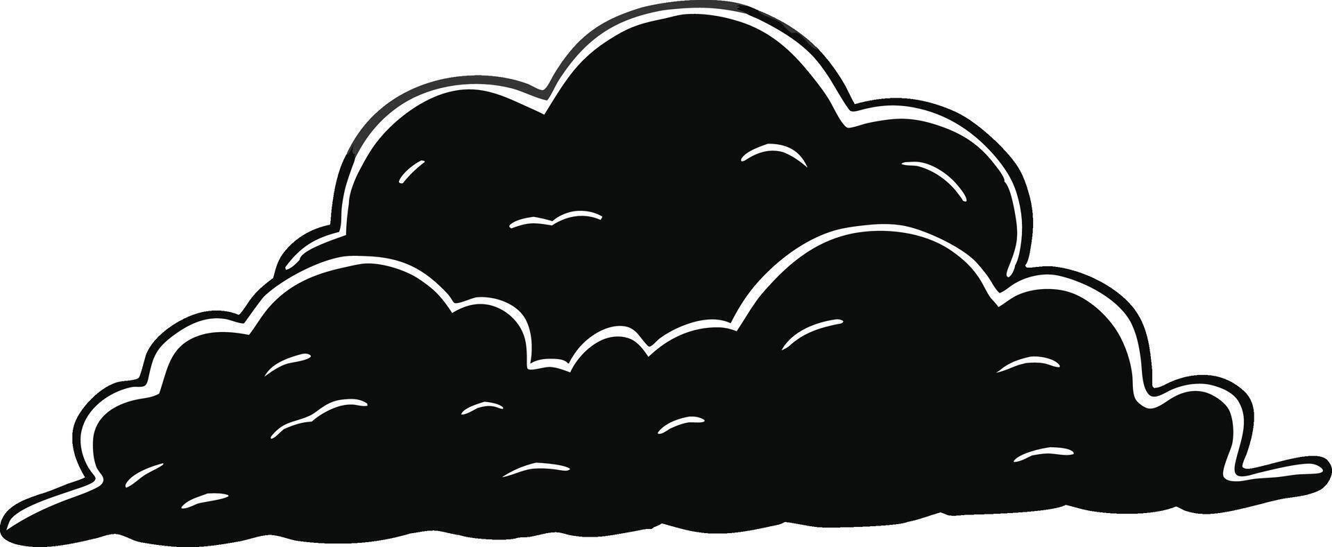 fluffy cloud silhouette on white background. vector