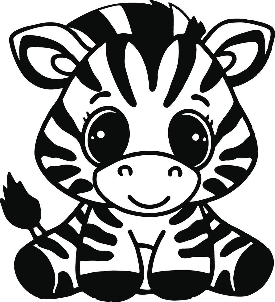 cute baby zebra icon on white background art. vector