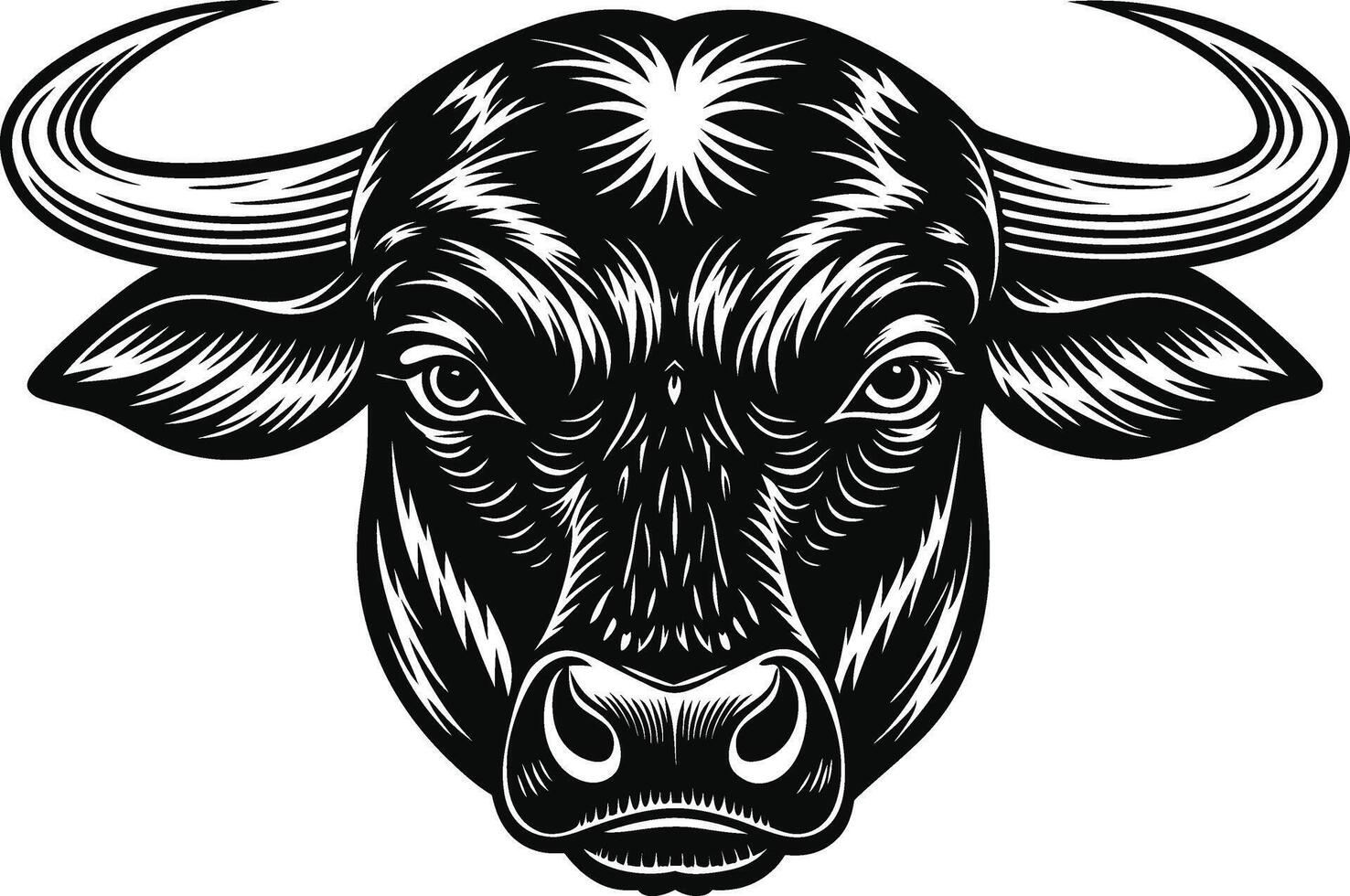 bull head isolated on white . vector
