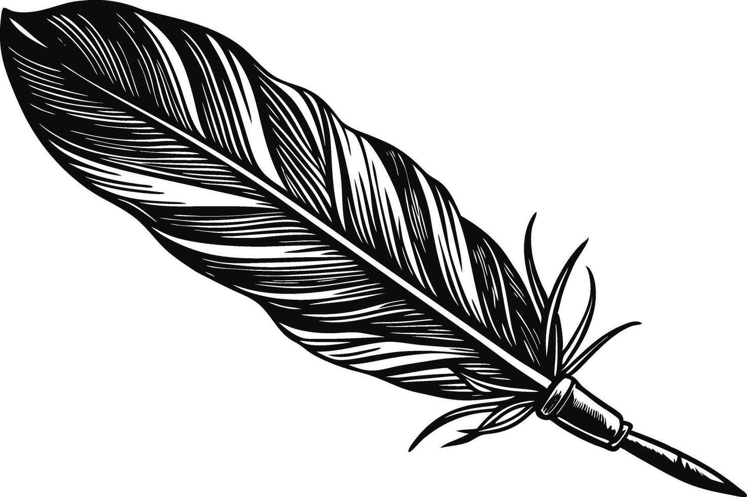 feather pen and ink art. vector