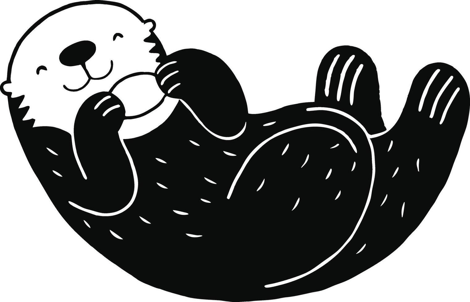 playful baby otter icon on white background art. vector