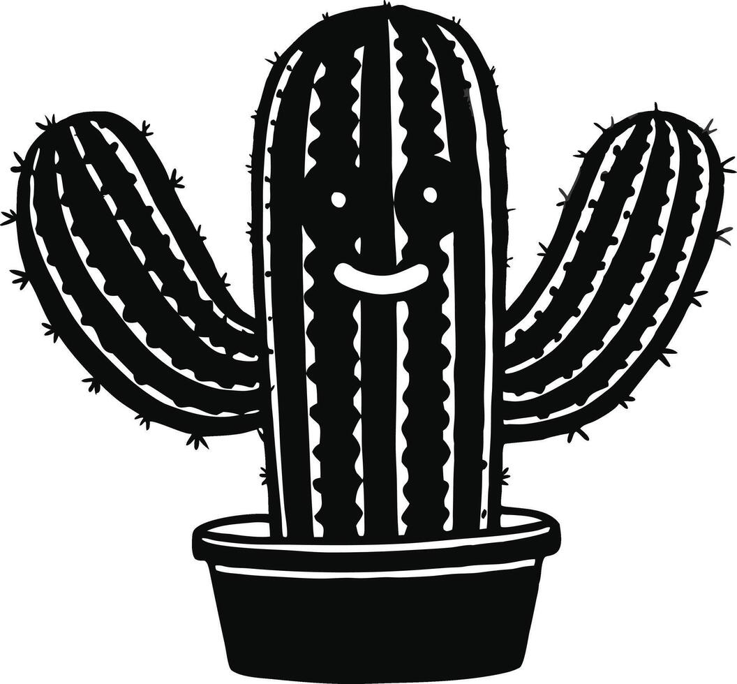 smiling cactus icon on white background design. vector