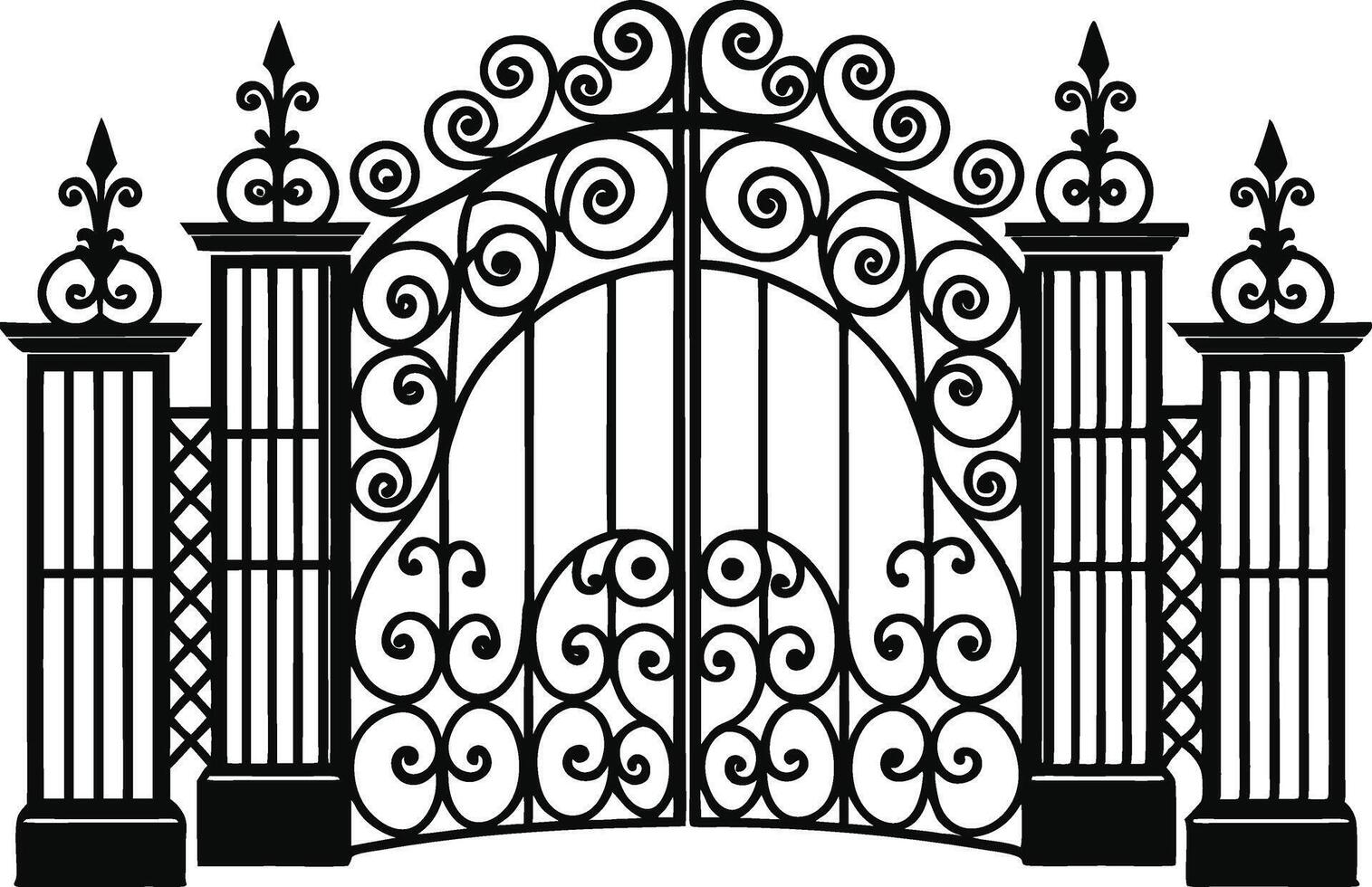 wrought iron gates . vector