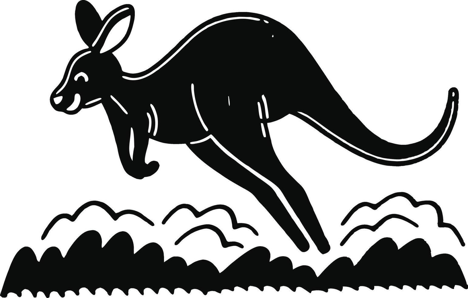 happy jumping kangaroo icon on white. vector