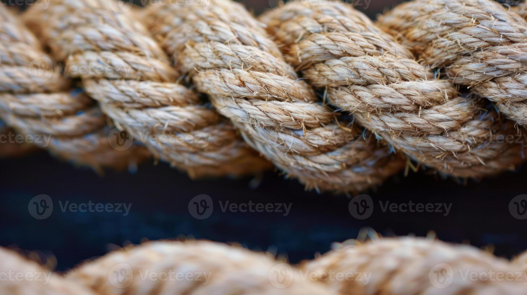A close-up of intertwined natural fiber rope showcasing its texture and craftsmanship. photo