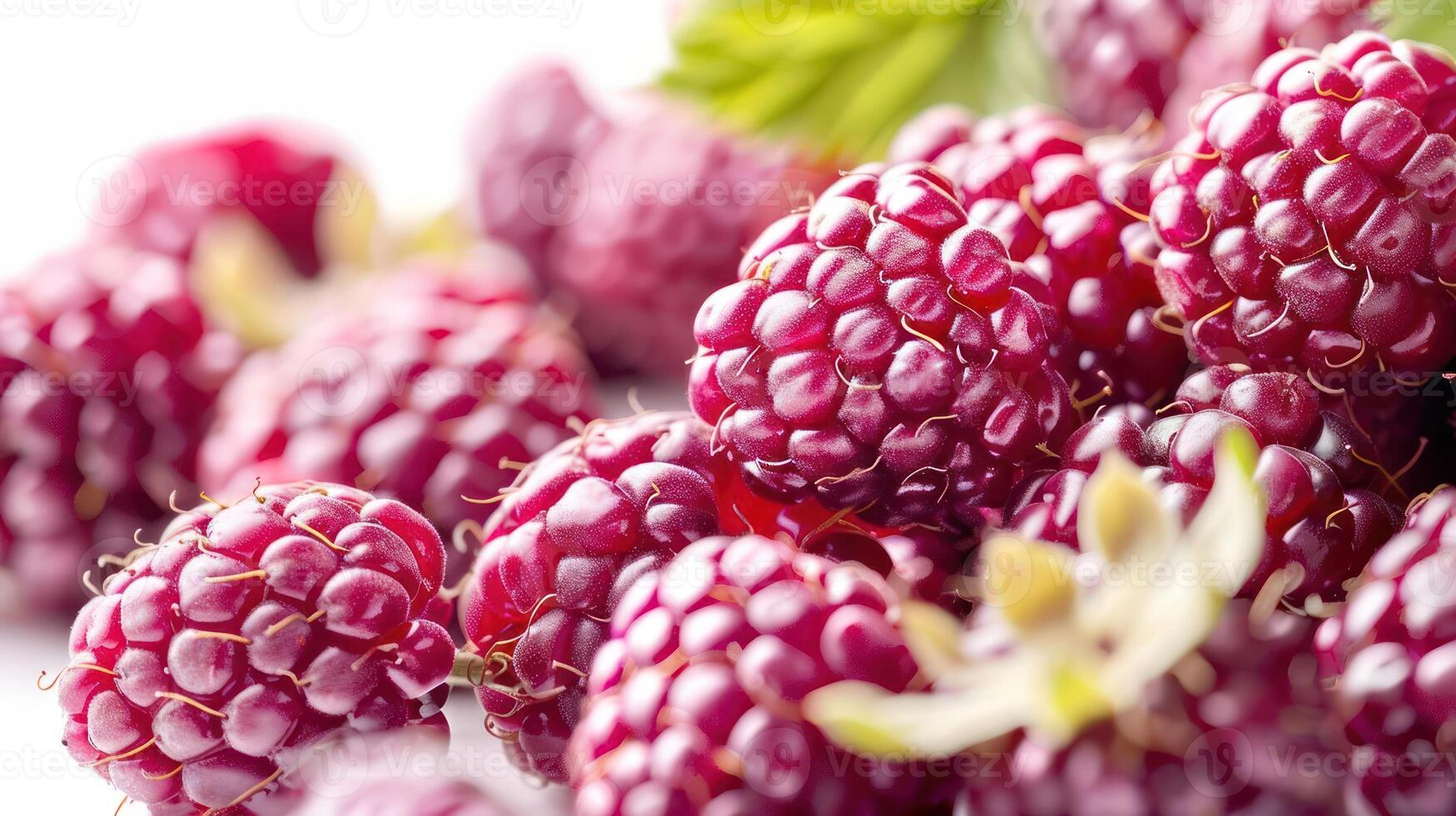 A close-up of fresh, ripe raspberries showcasing their texture and color. photo