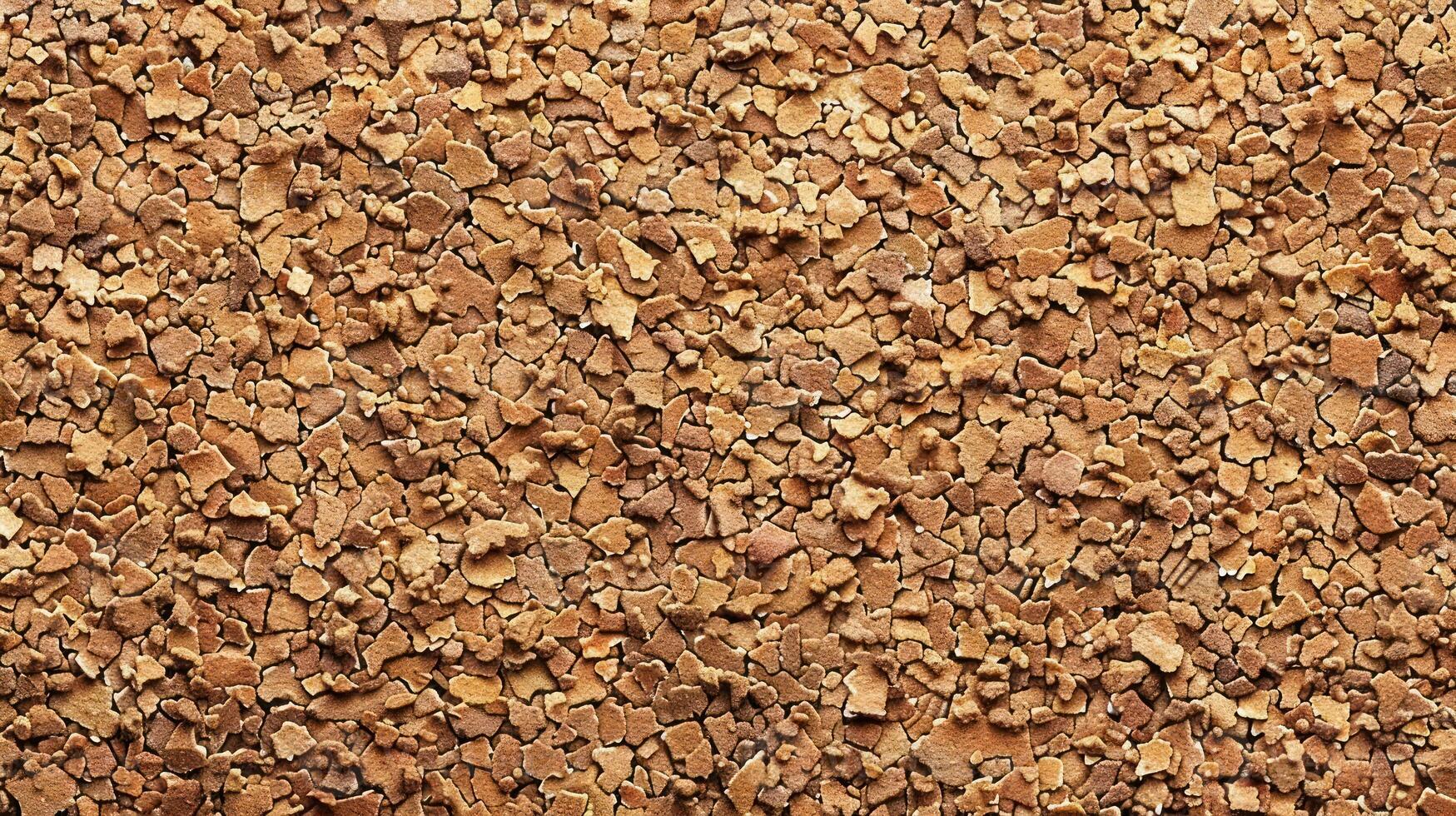 A textured surface of small, irregularly shaped brown flakes resembling bark or mulch. photo