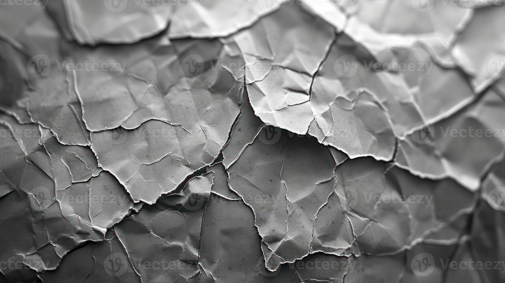 Close-up of crumpled paper texture in grayscale, showcasing intricate details and patterns. photo