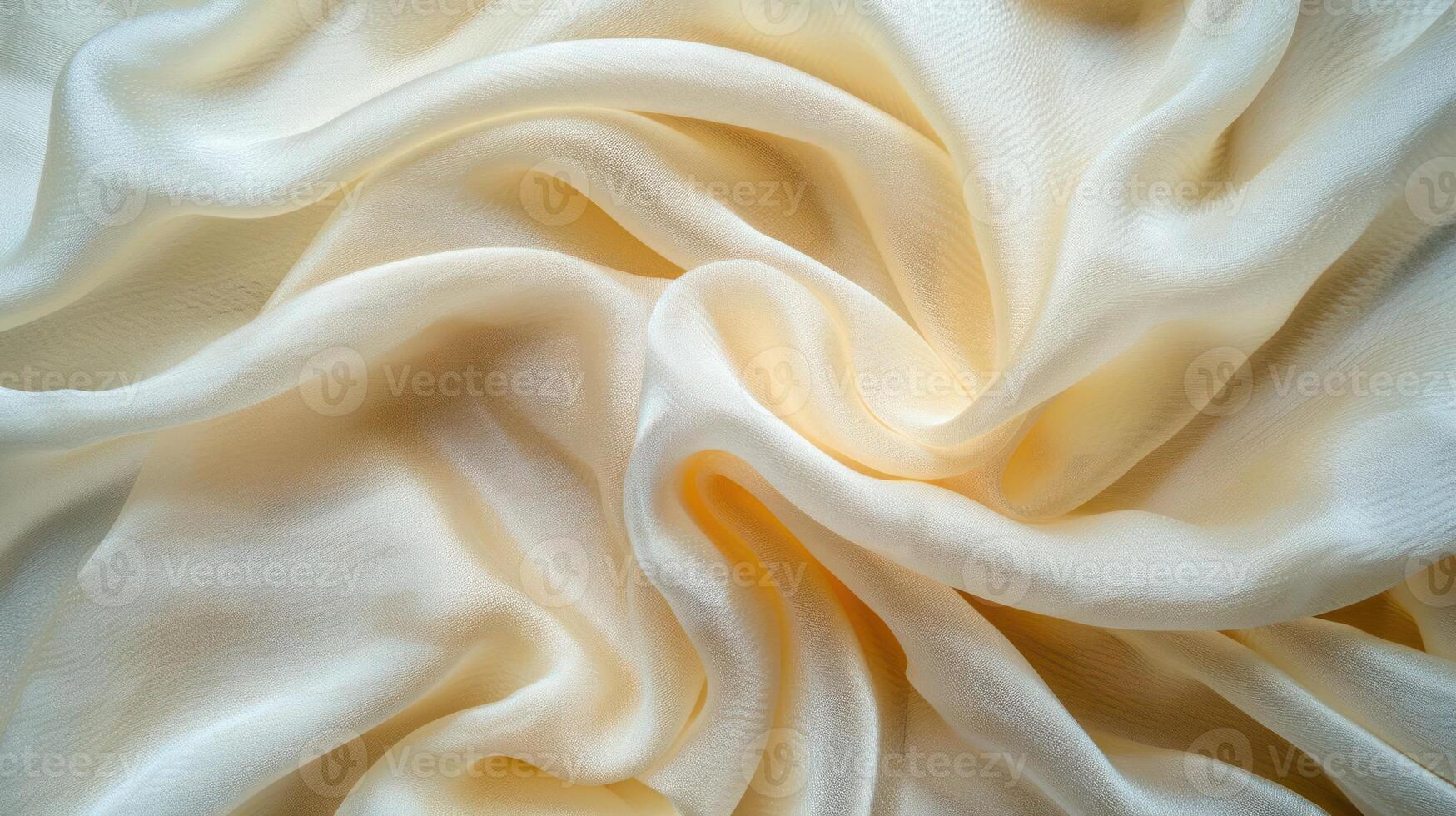 A close-up of soft, flowing cream-colored fabric, showcasing its texture and elegance. photo