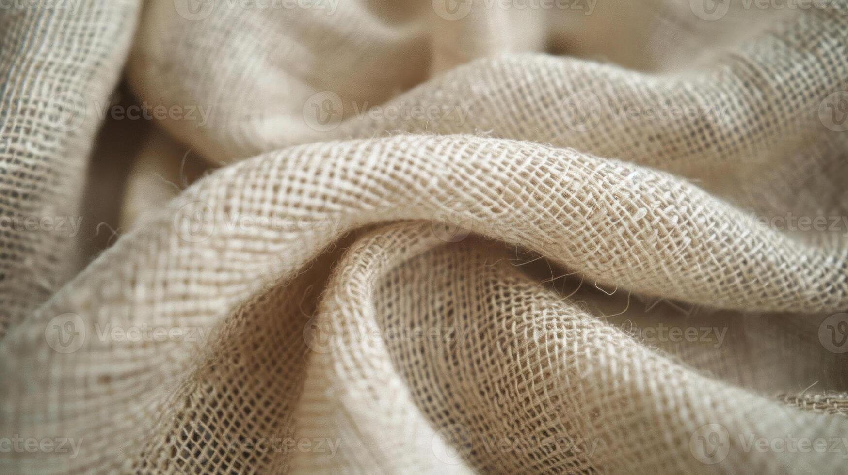 Close-up of textured beige fabric, showcasing its weave and softness. photo