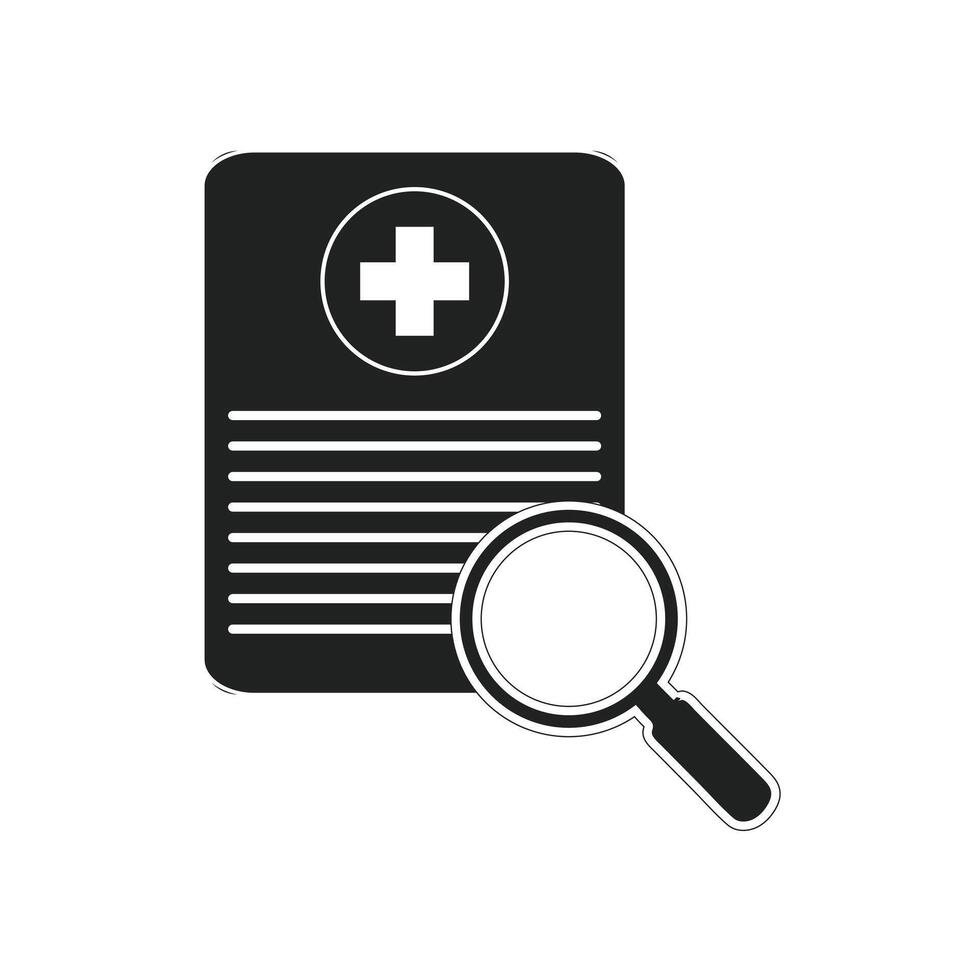 Medical Records Analysis Icon and Healthcare Data Review vector