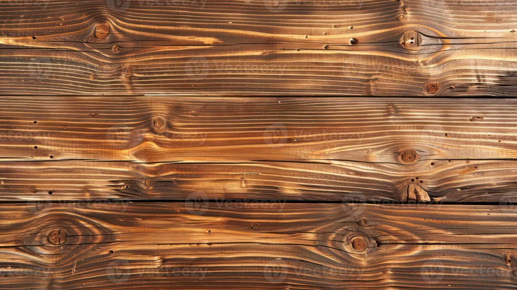 A close-up view of textured, dark-stained wooden planks with visible grain patterns. photo