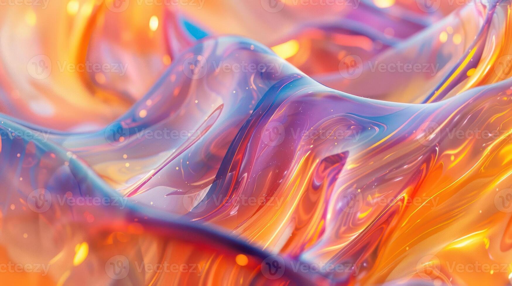 A vibrant, abstract wave of colorful translucent material resembling flowing liquid. photo