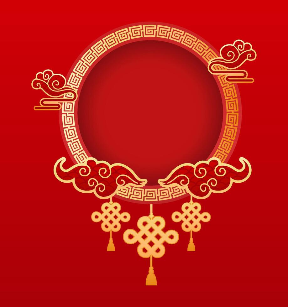 Chinese new year greeting card with oriental design vector
